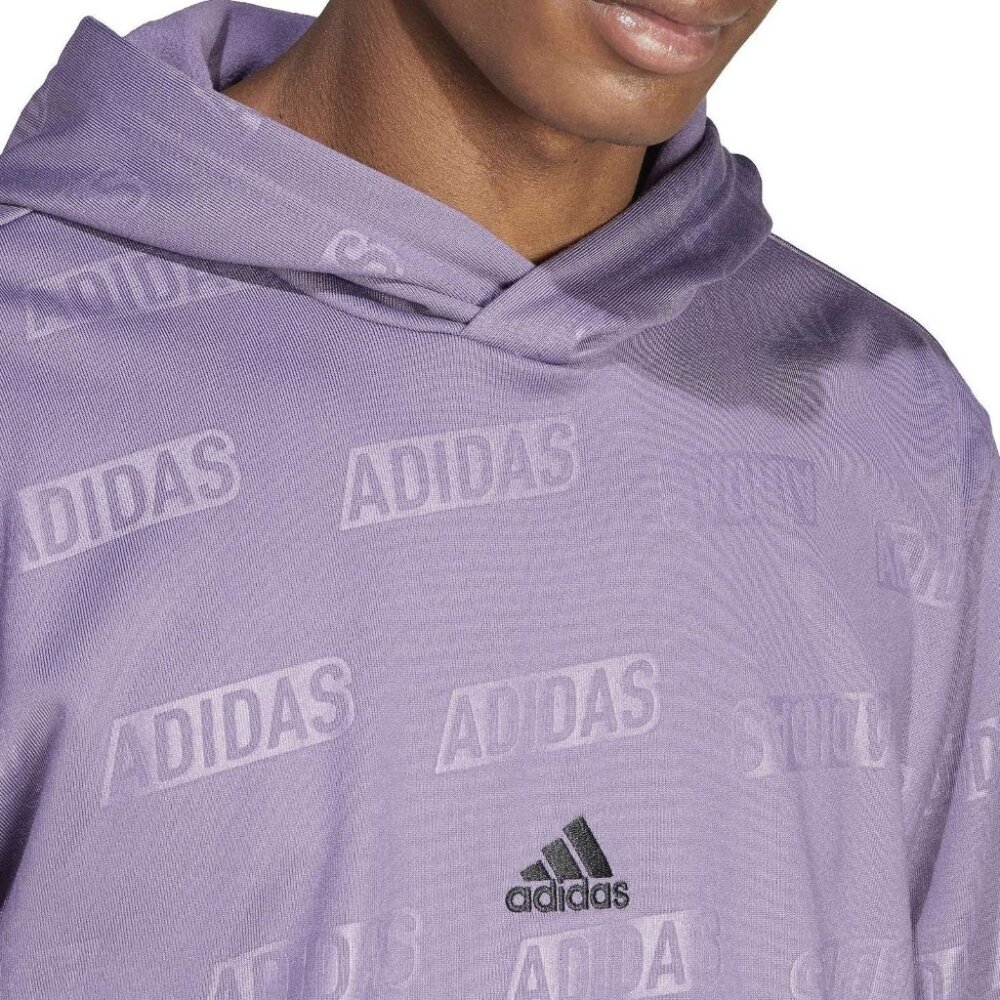 Adidas Brand Love Fleece Hoodie Sweatshirt Shadow Violet Men's Size Lg - Picture 3 of 9